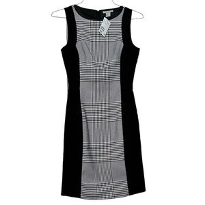 H&M Bodycon Dress Black & White Houndstooth Plaid No Wrinkle Career Wear Size 4
